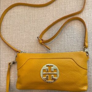 Tory Burch Mustard Leather Crossbody (wrist Bag, wallet )
